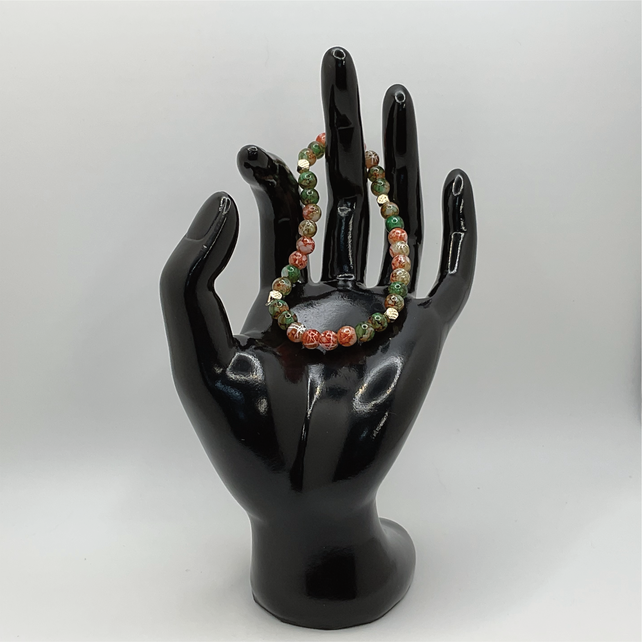 Carnelian Agate Green Dragon Agate Bracelet with Gold Spacers