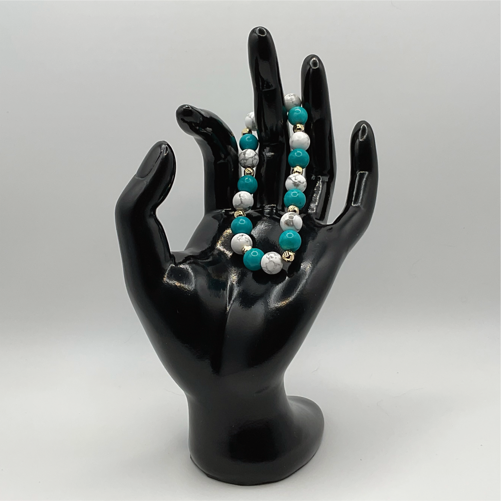 Magnesite Blue Howlite Bracelet with Gold Tone Spacers