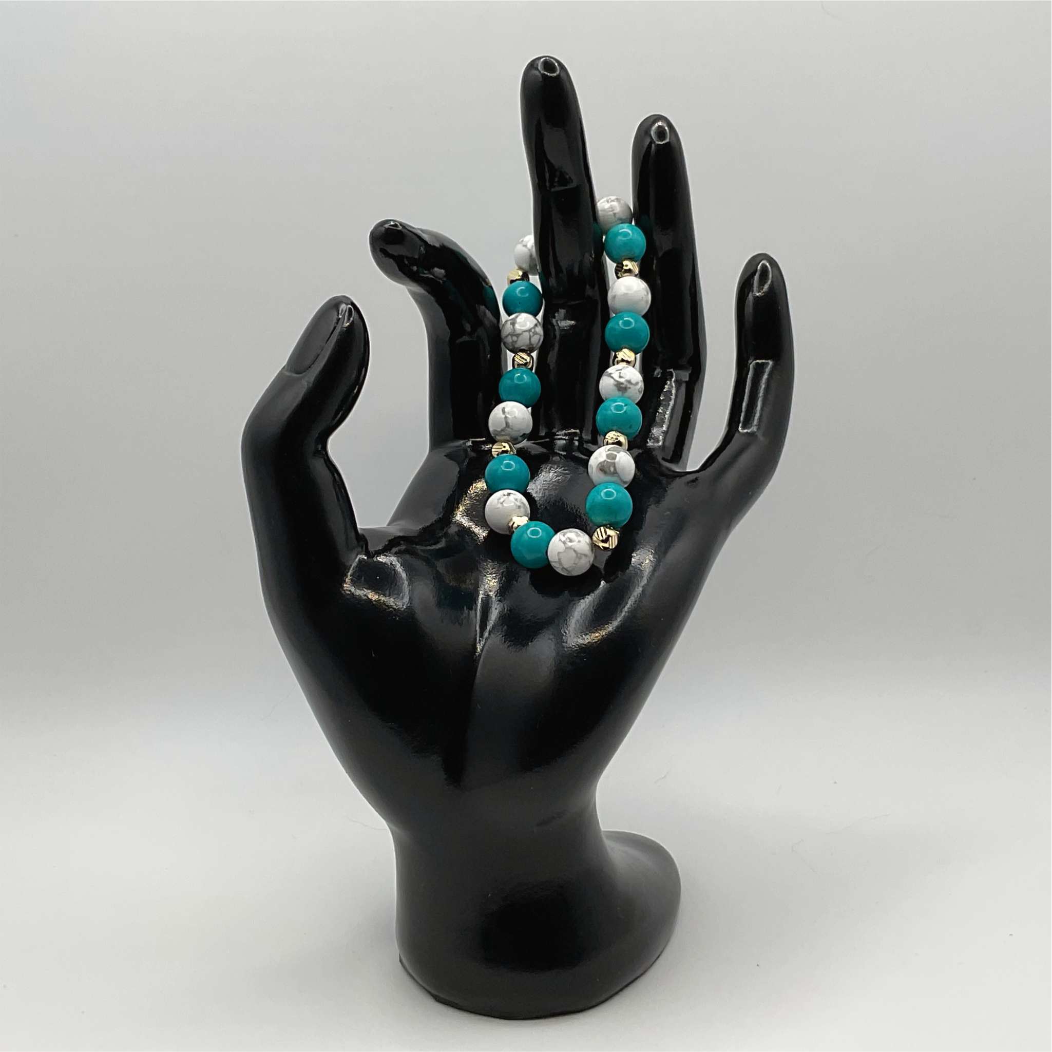 Magnesite Blue Howlite Bracelet with Gold Tone Spacers
