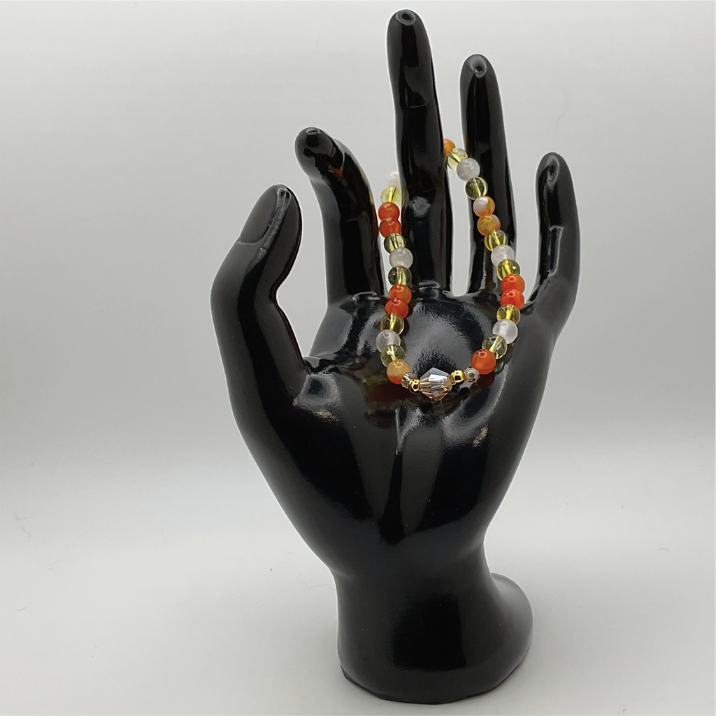 Carnelian Agate Citrine and Milky Quartz Bracelet with Gold Spacers