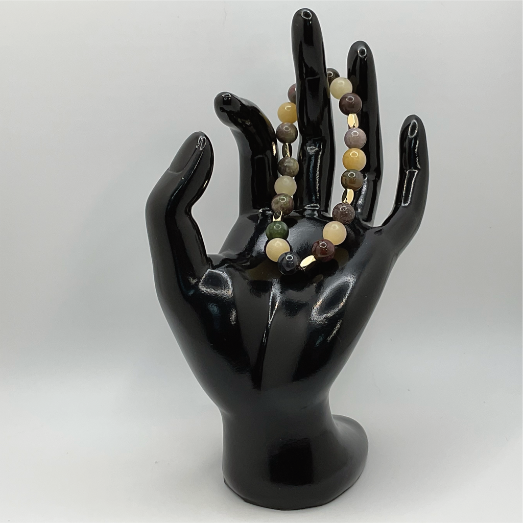 Oriental Agate Bracelet with Gold Spacers