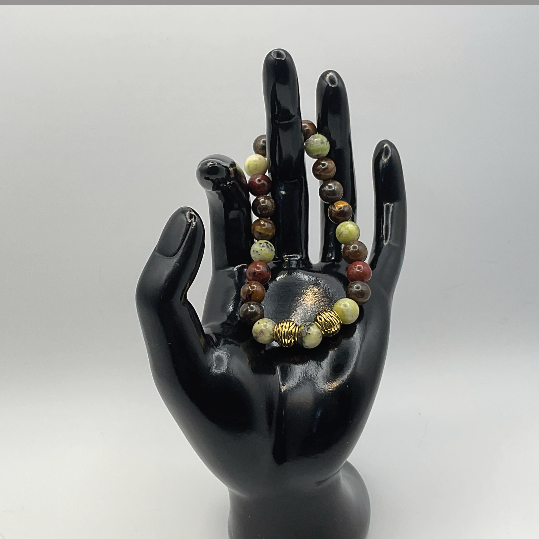 Tiger's Eye Serpentine Bracelet with Gold Tone Spacers