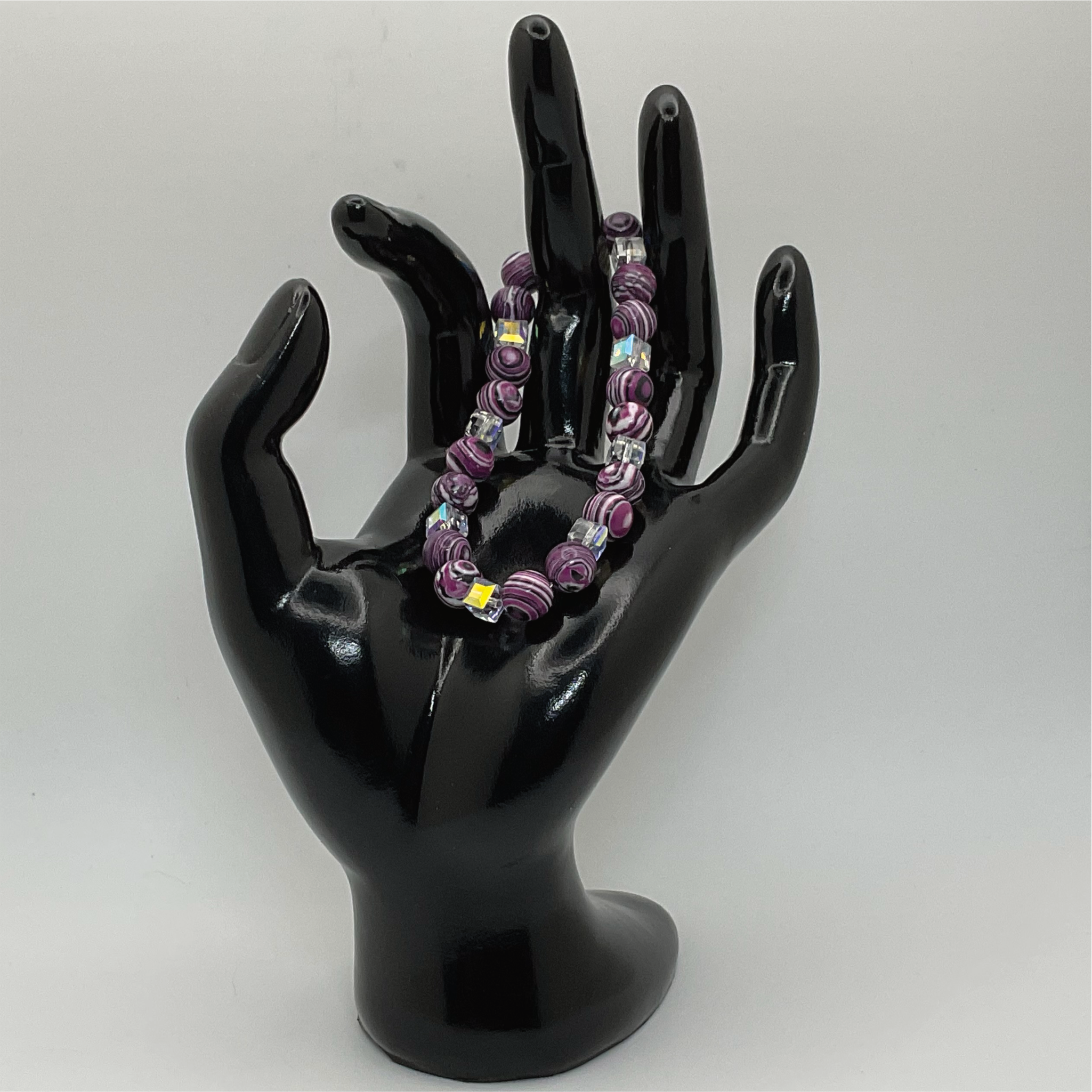 Purple Dragon Vein Agate Bracelet with Crystal Spacers