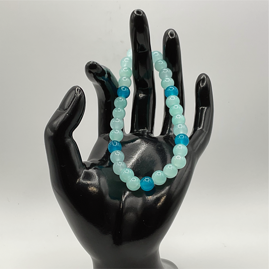 Light and Dark Aqua Glass Bracelet