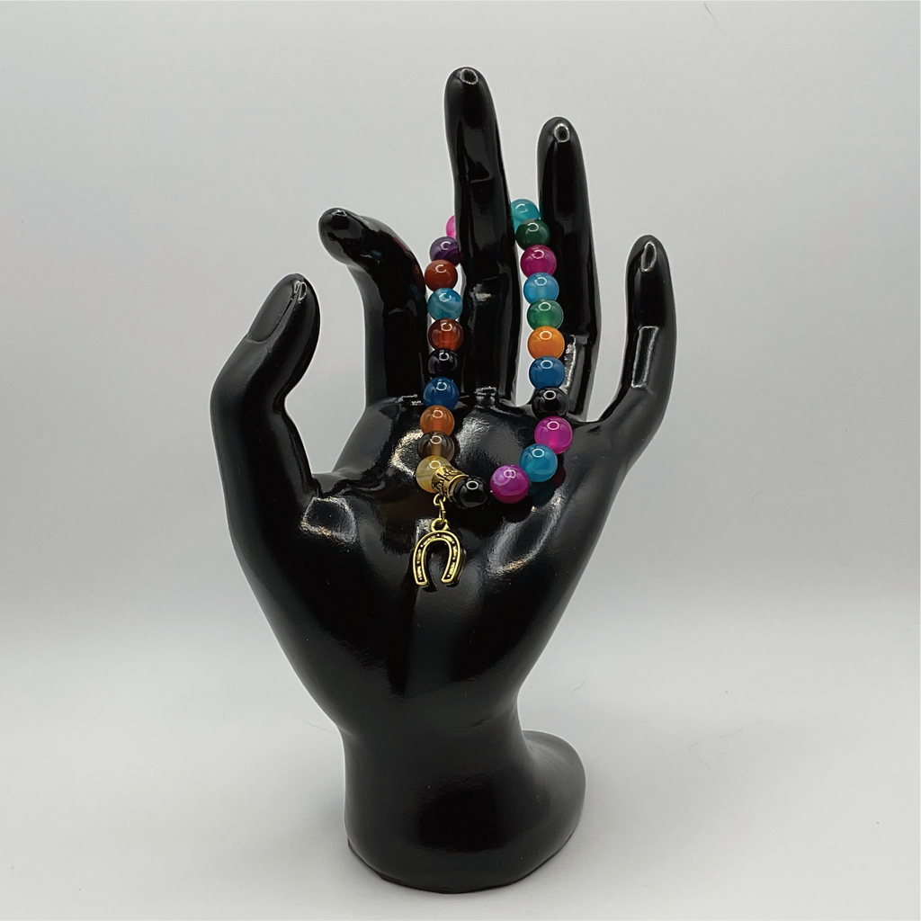 Multicolored Dragon Vein Horseshoe Charm Bracelet