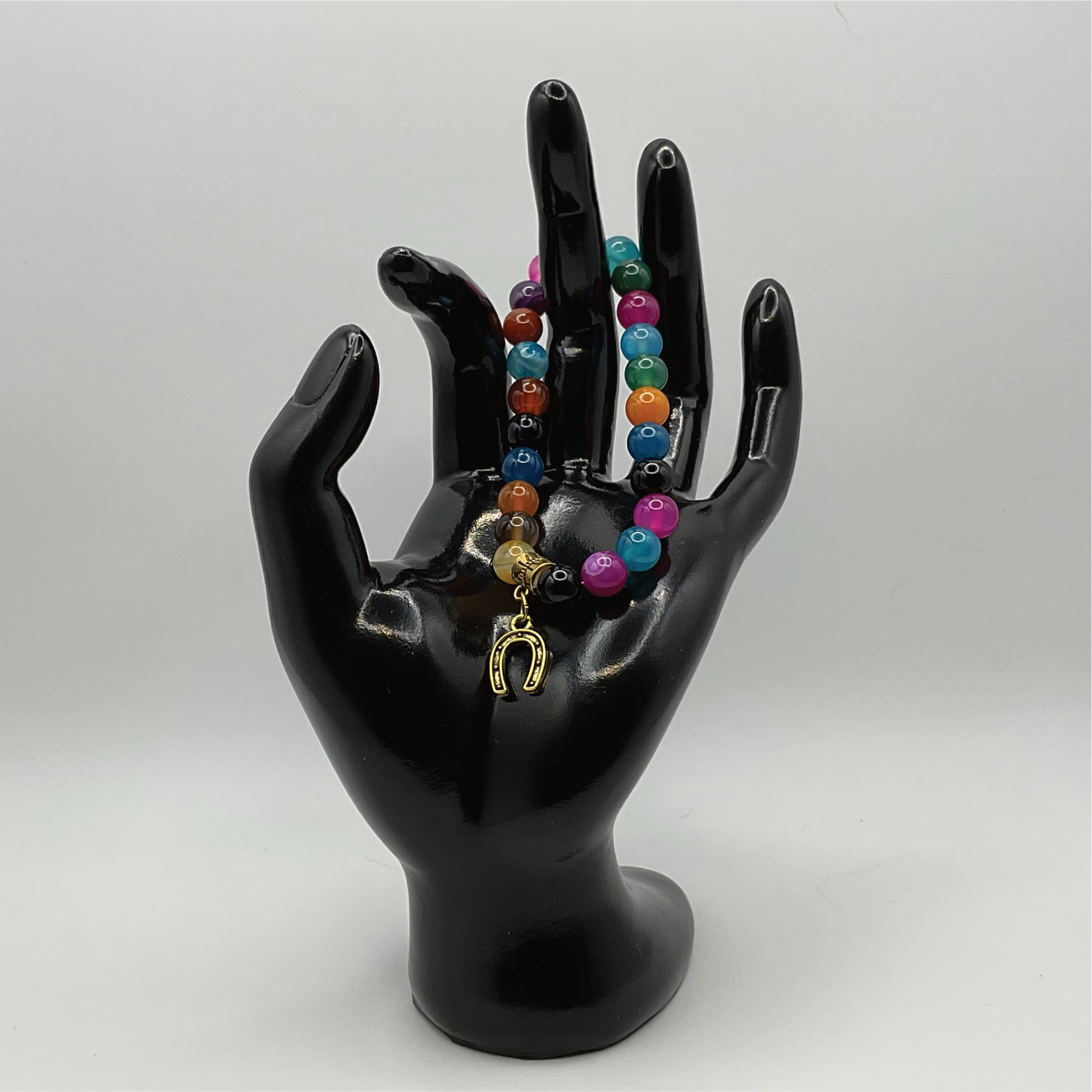 Multicolored Dragon Vein Horseshoe Charm Bracelet