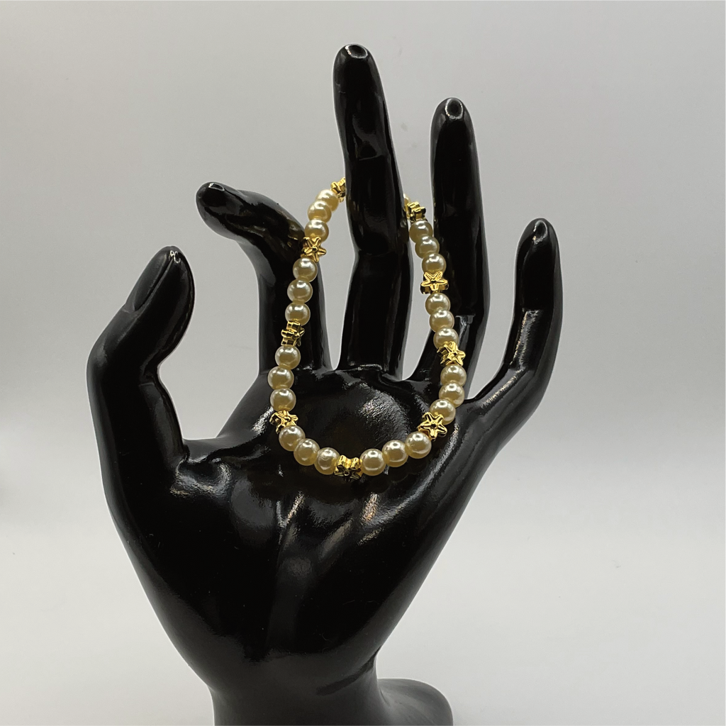 Golden Glass Bracelet with Gold Star Spacers