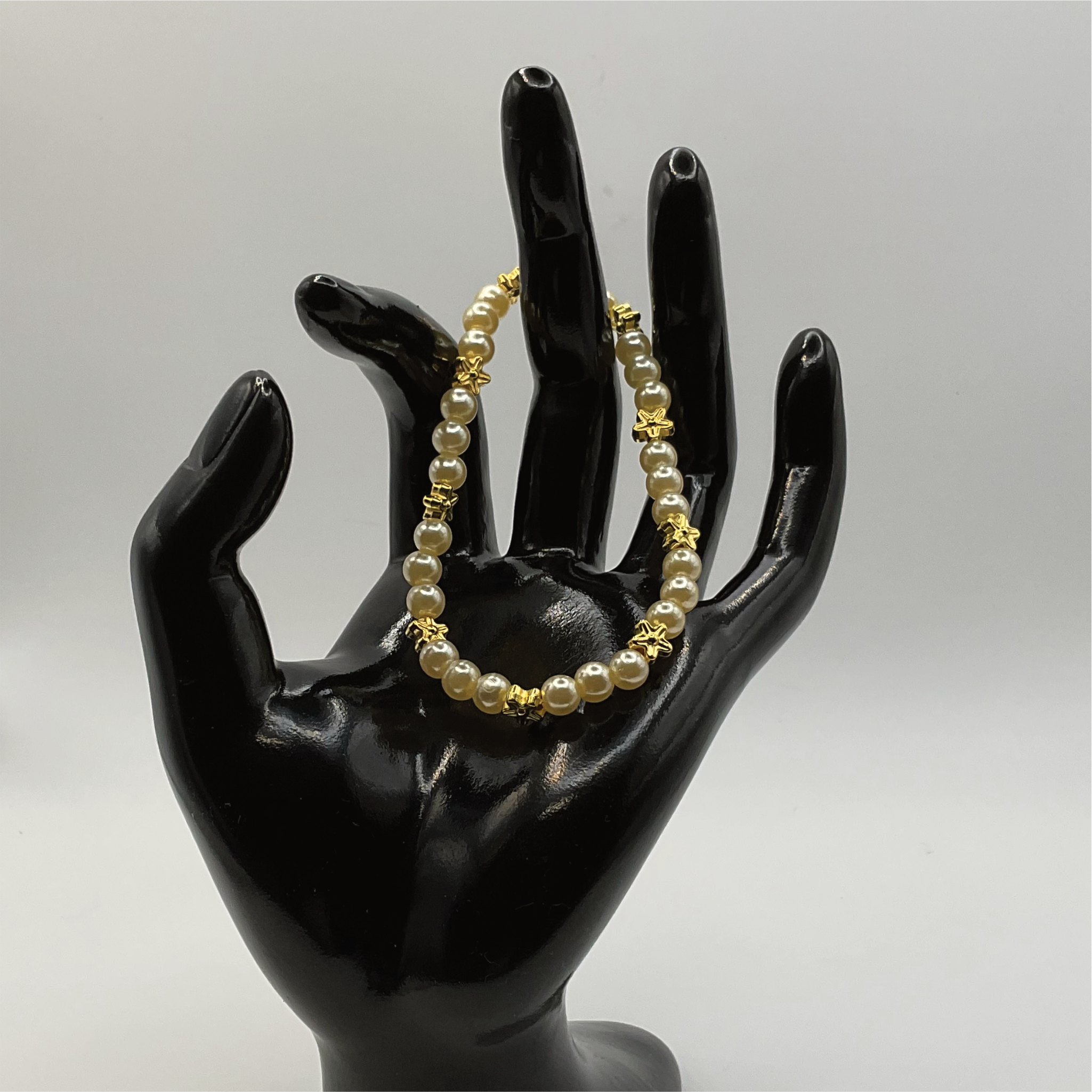 Golden Glass Bracelet with Gold Star Spacers