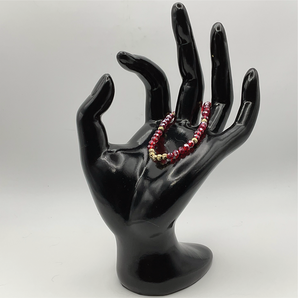 14.5 cm (5.7") Red Bracelet with Gold Spacers