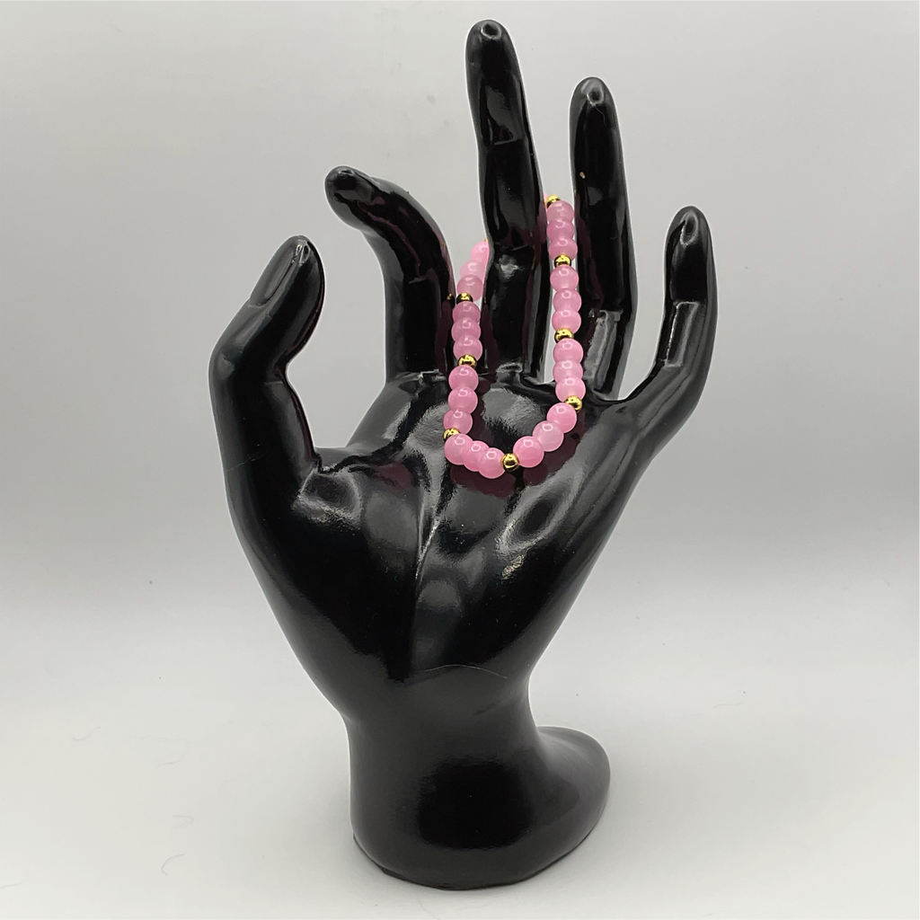 15.5 cm (6.1") Pink Bracelet with Gold Spacers