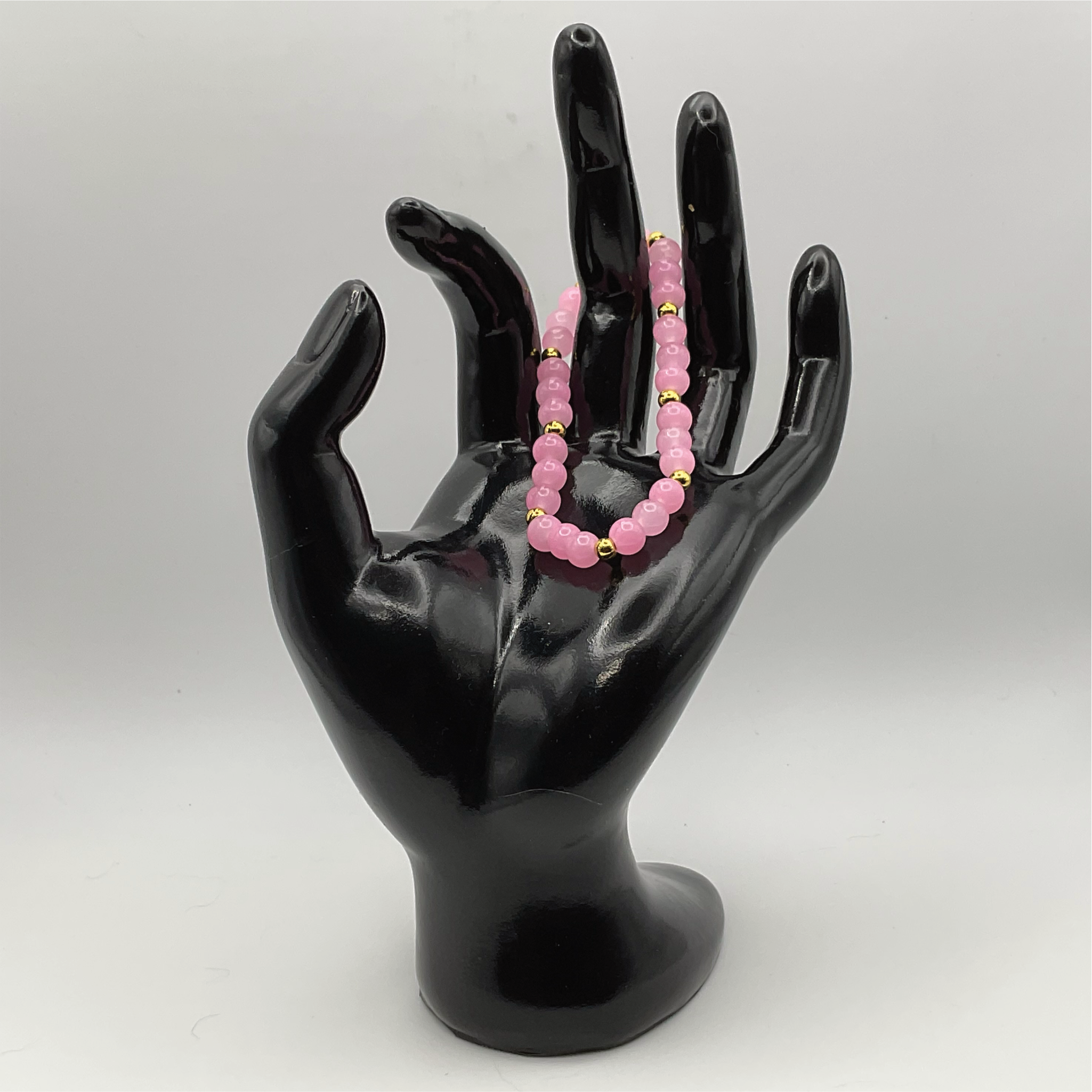 15.5 cm (6.1") Pink Bracelet with Gold Spacers