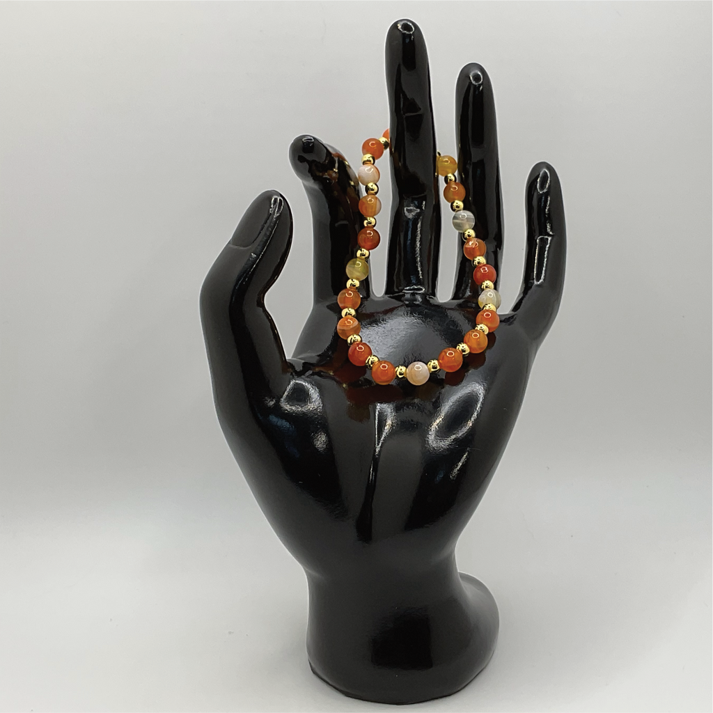 Carnelian Quartz Bracelet with Gold Spacers