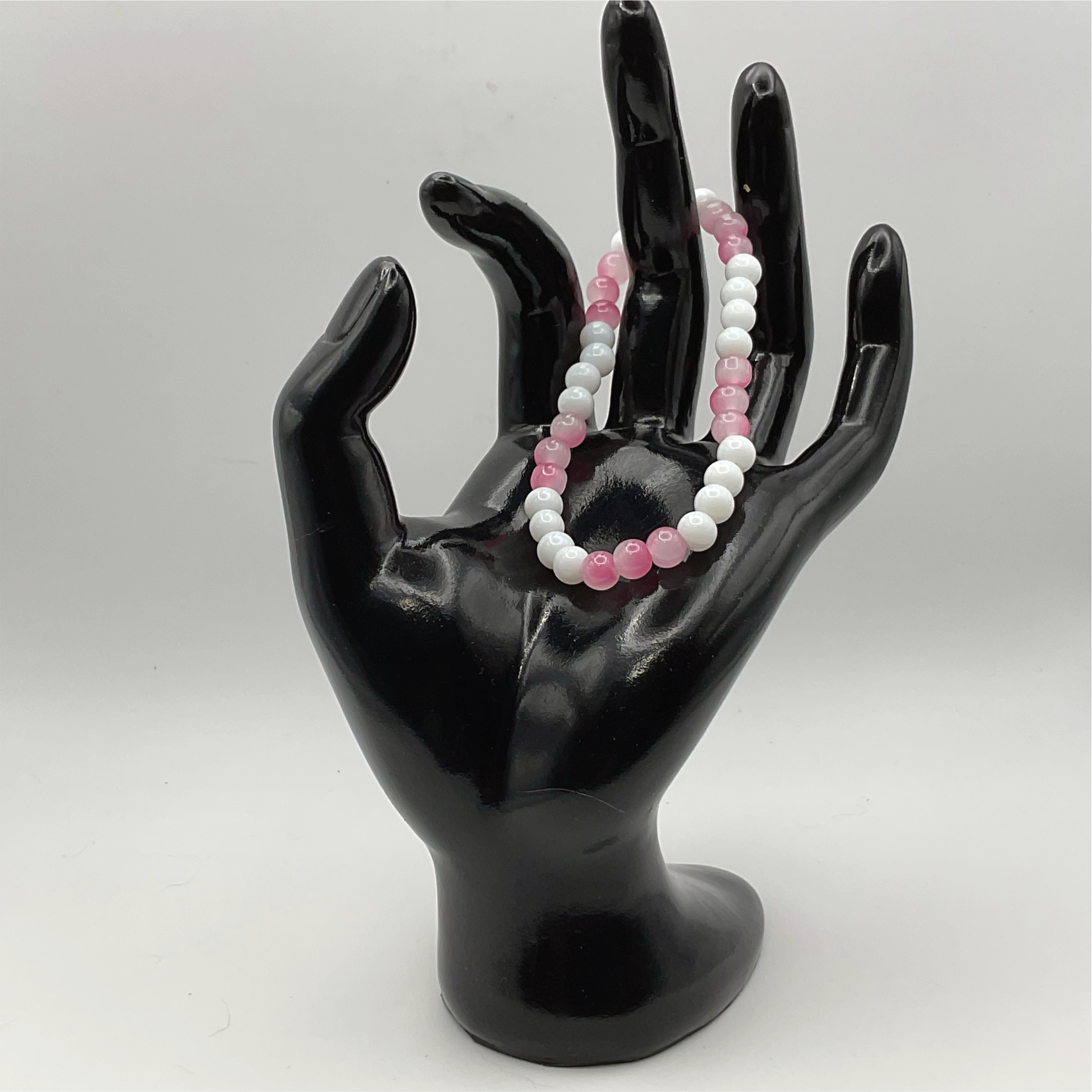 Pink White Glass Bracelet