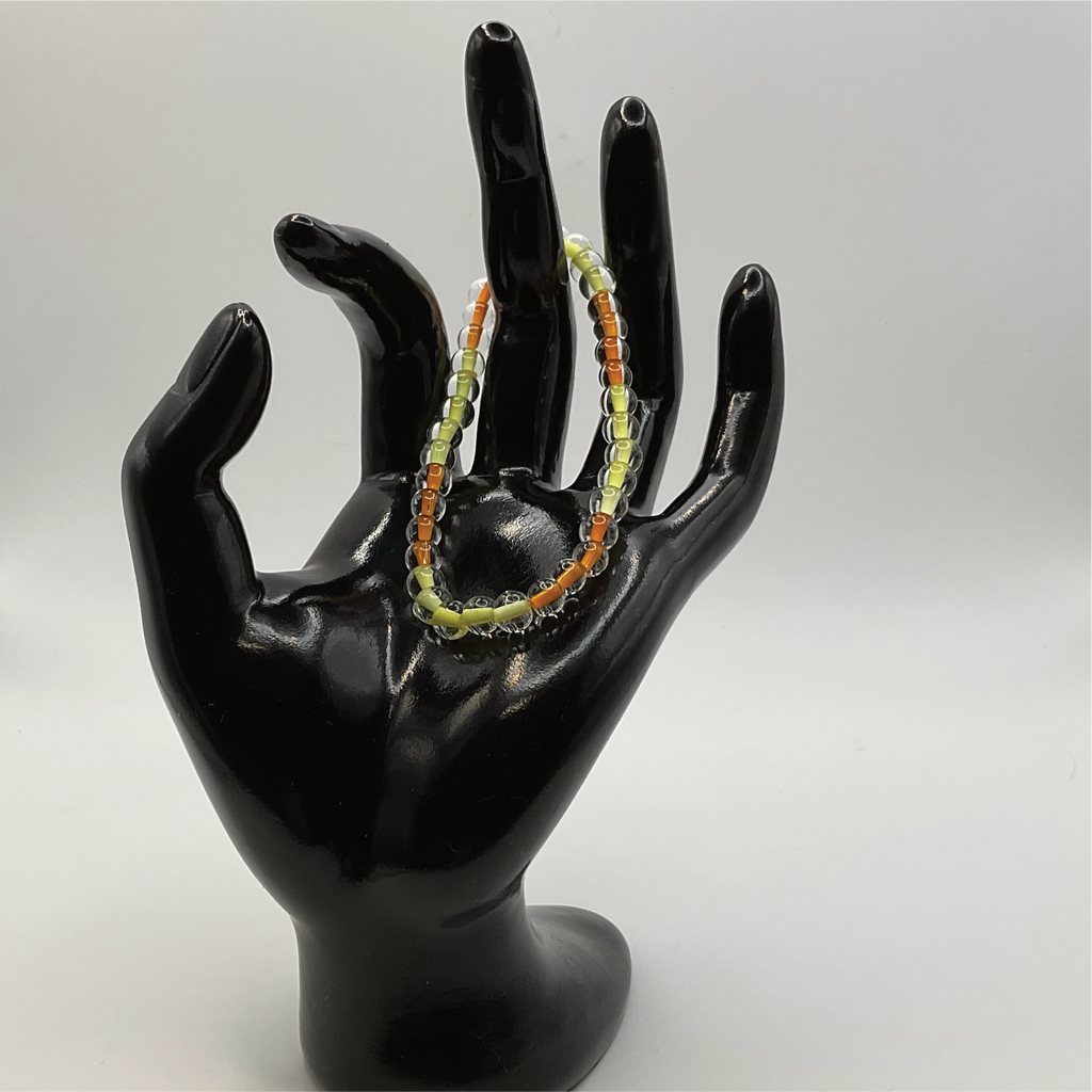 Clear Lined Yellow Orange Glass Bracelet