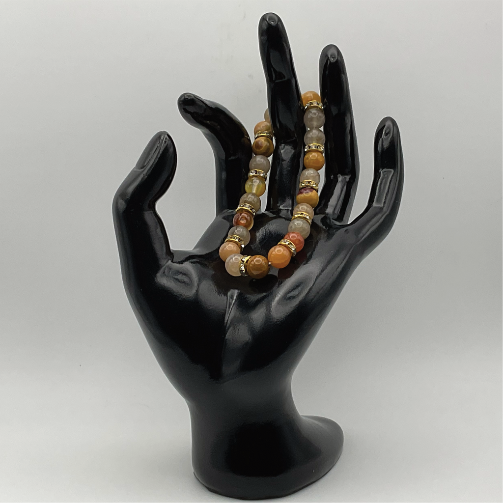 Mookaite Bracelet with Gold Tone Clear Spacers