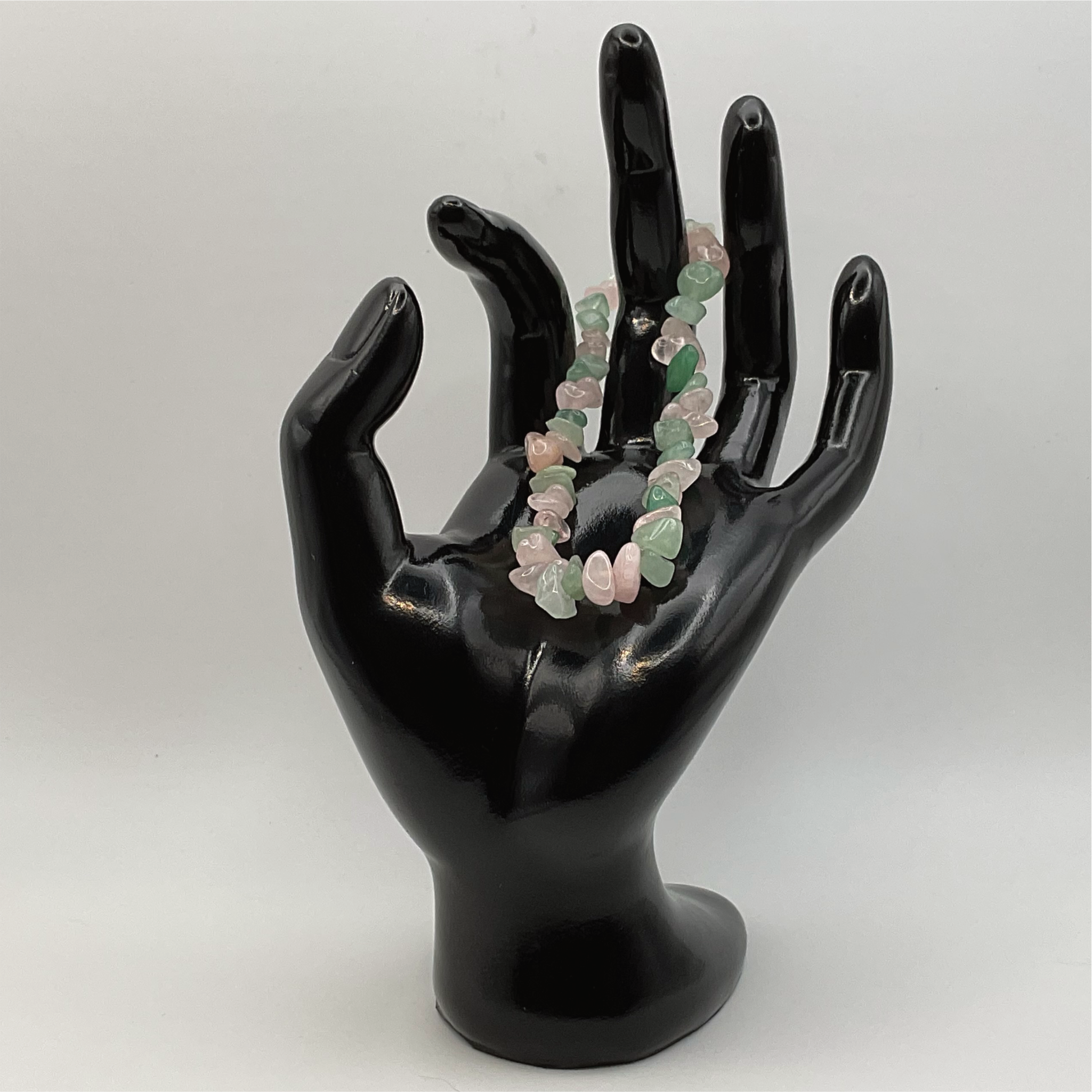 Chipped Rose Quartz Green Chalcedony Bracelet