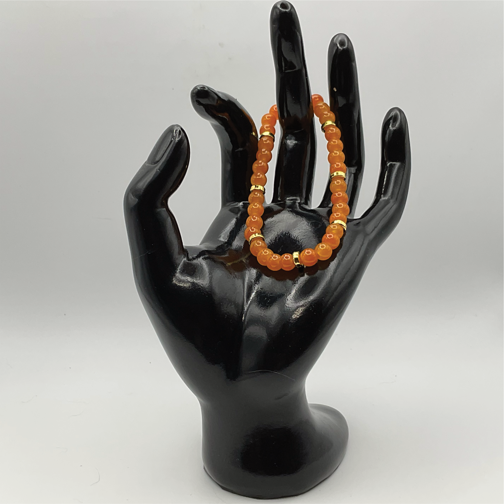 Orange Glass Bracelet with Gold Spacers