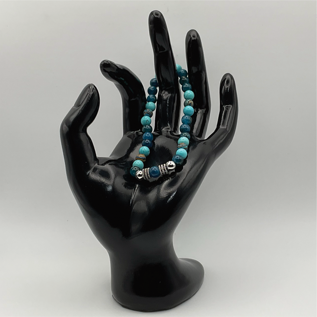 Blue Apatite Bracelet with Silver Spacers