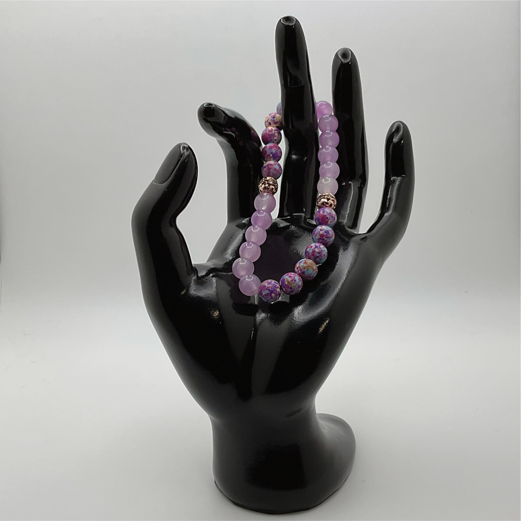 Pulsera Calsilia de Cuarzo Rosa con Separadores de Oro Rosa