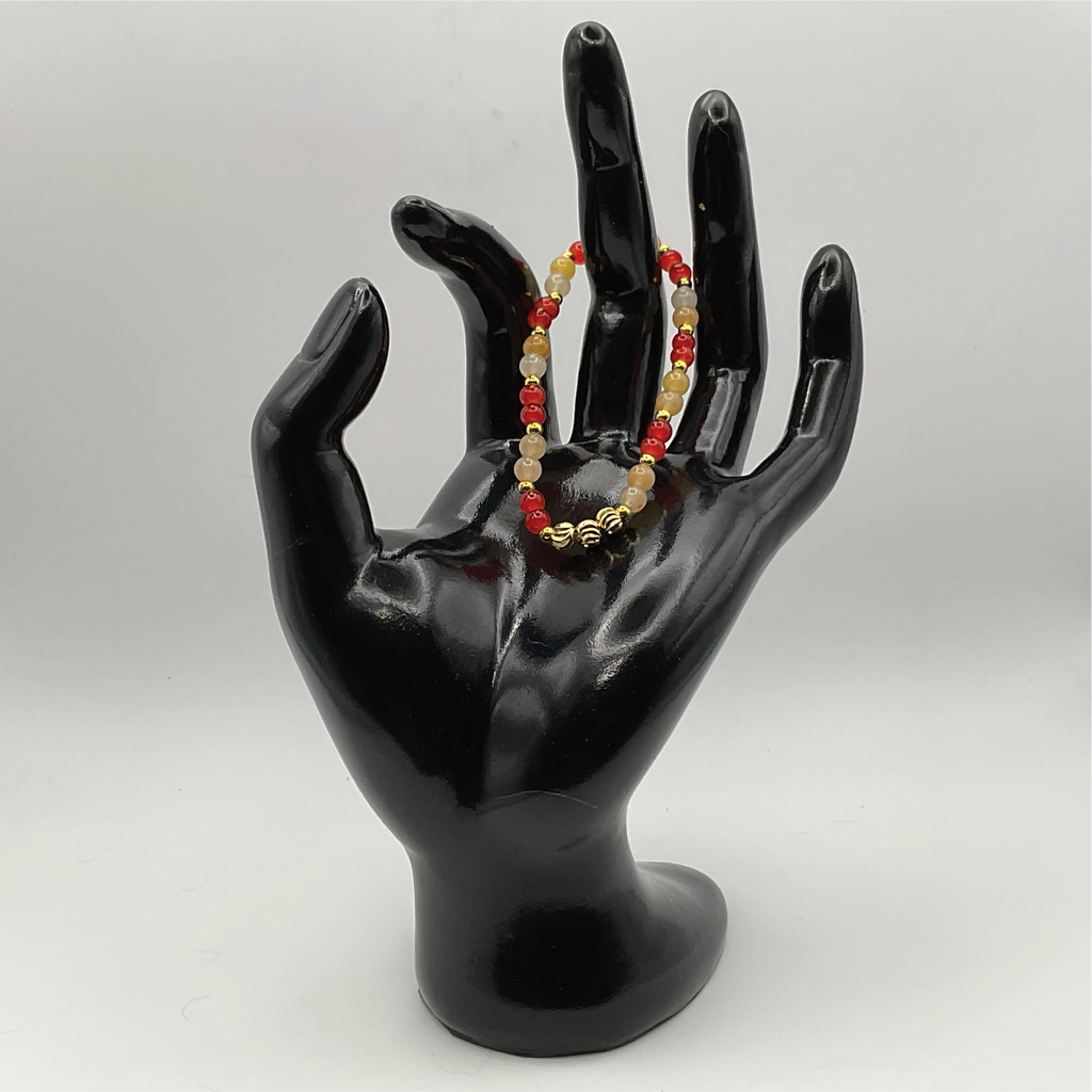 14 cm (5.5") Multi-Color Orange Bracelet with Gold Spacers