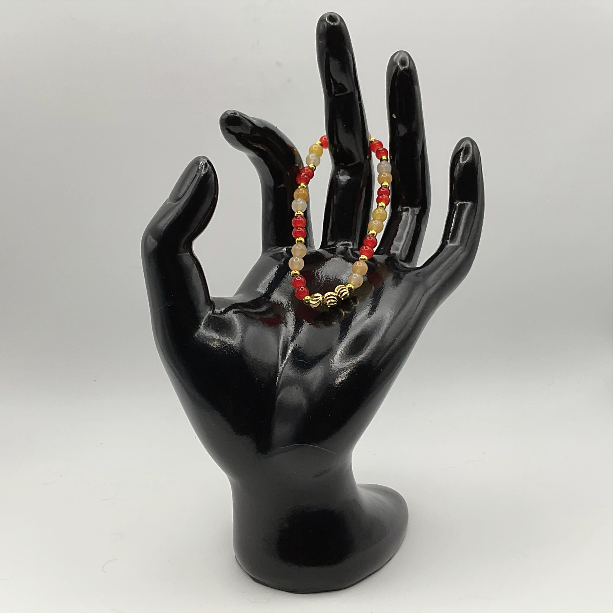 14 cm (5.5") Multi-Color Orange Bracelet with Gold Spacers