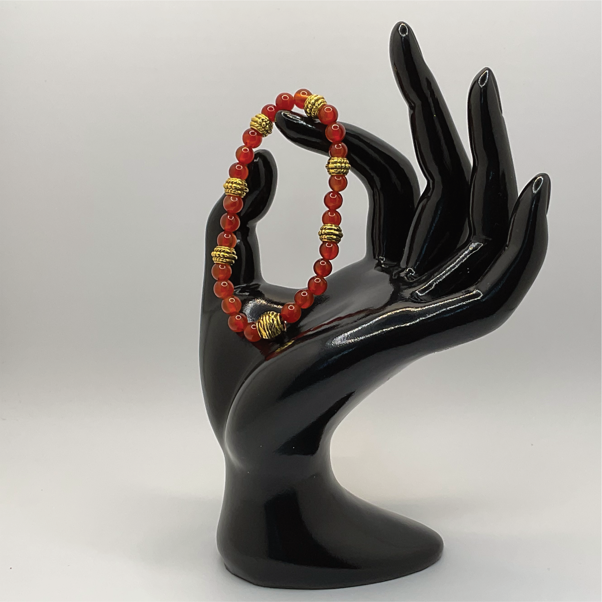 Carnelian Agate Bracelet with Gold Spacers