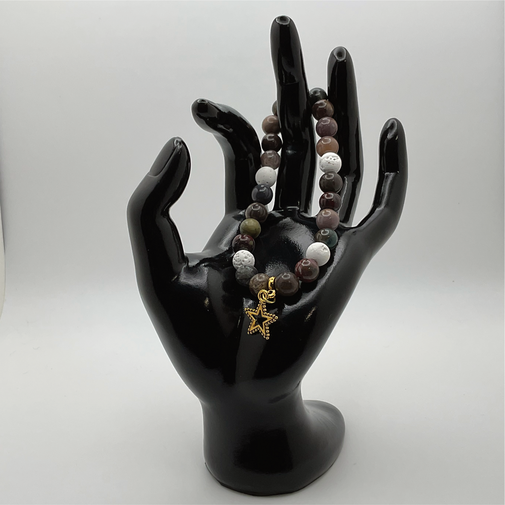 Pulsera con abalorio de estrella de magnesita mokaíta