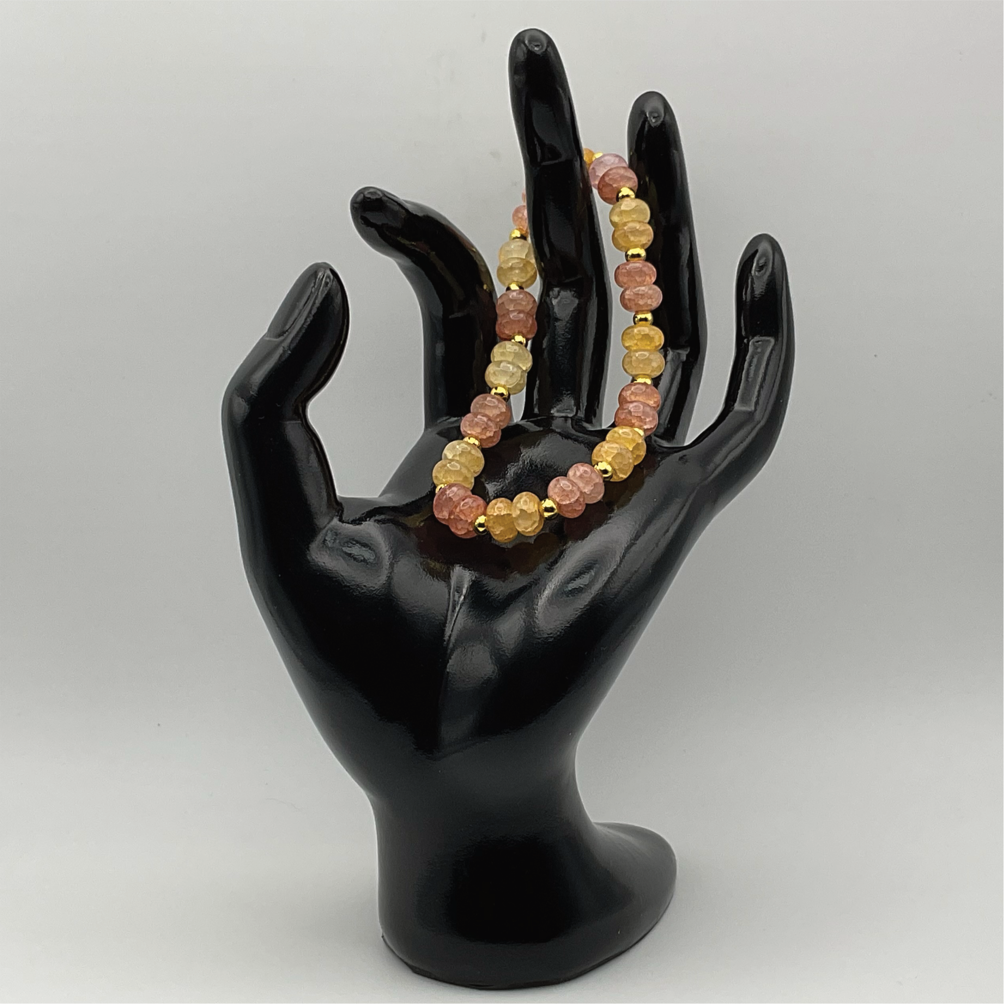Crackle Quartz Bracelet with Gold Spacers