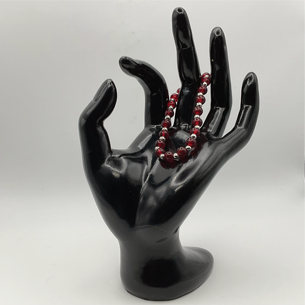 14.5 cm (5.7") Claret Bracelet with Silver Spacers