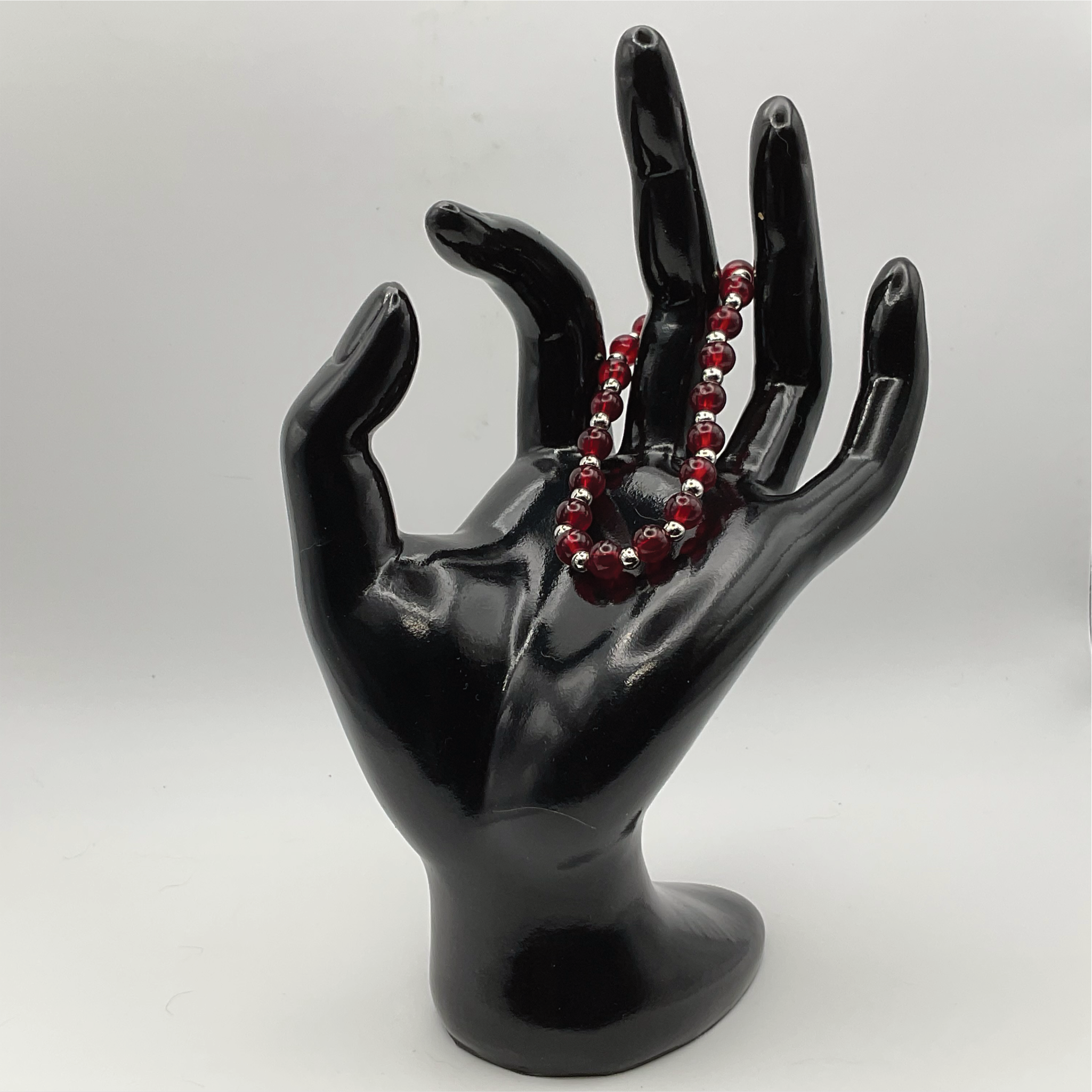 14.5 cm (5.7") Claret Bracelet with Silver Spacers