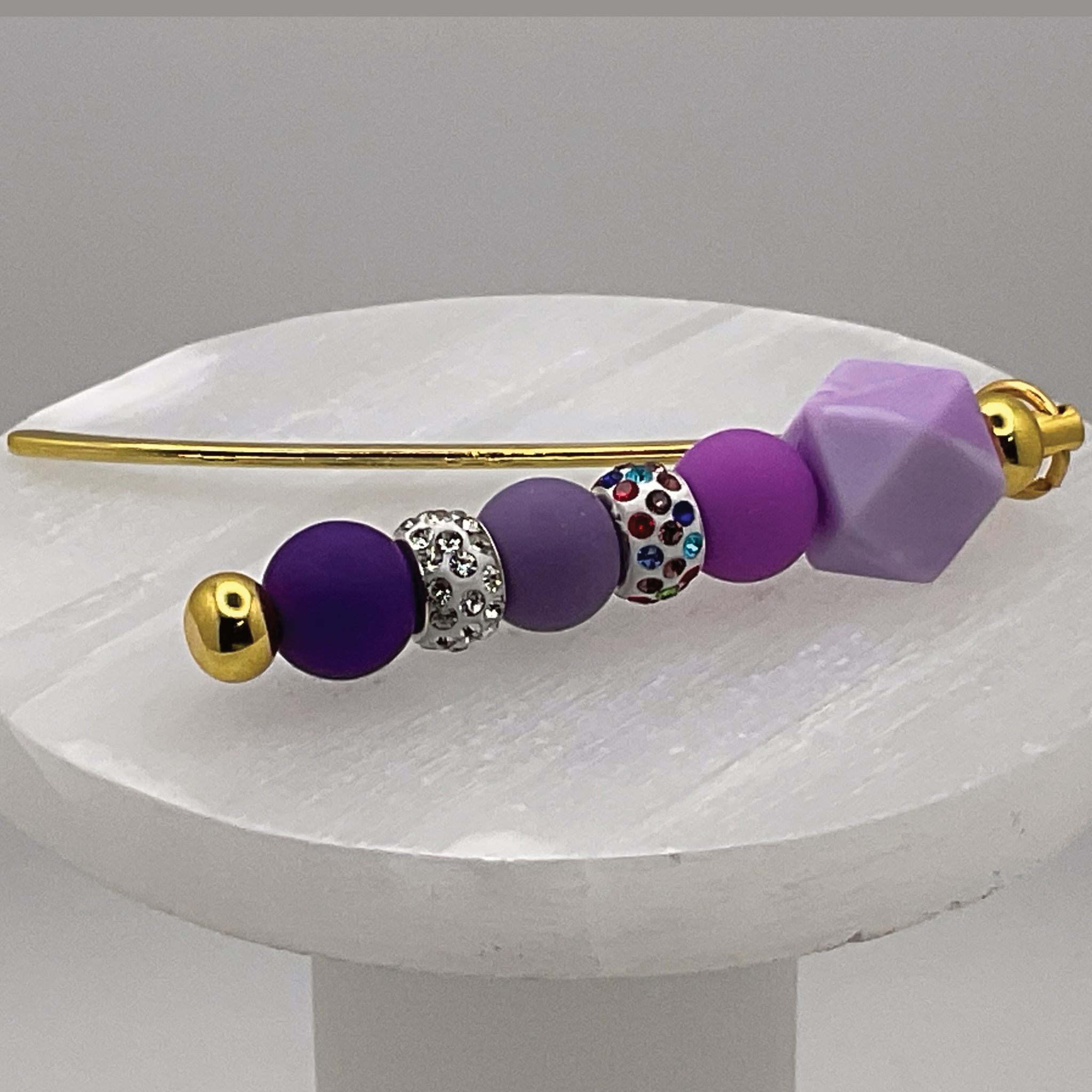 Purple Multicolored Crystal Bookmark