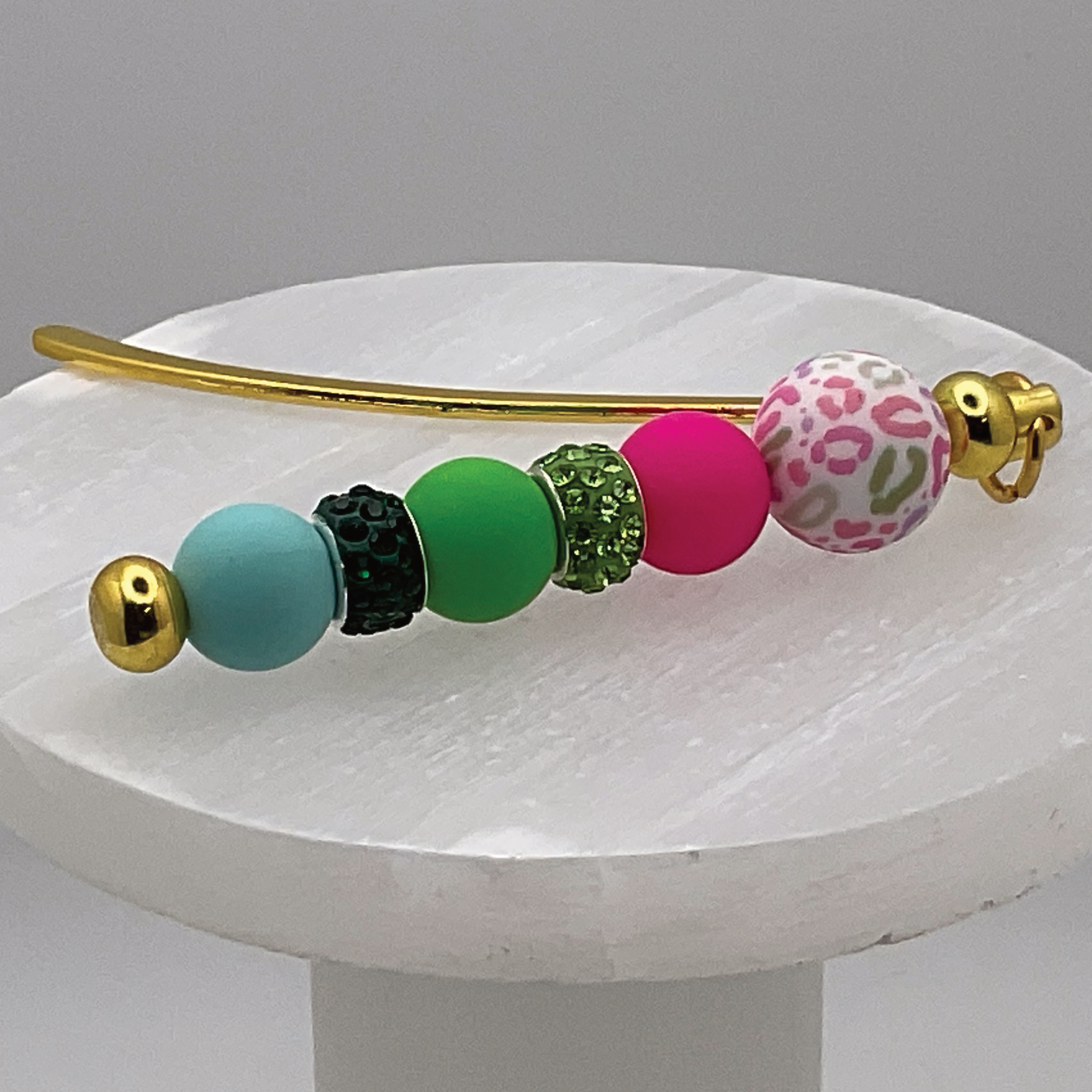 Pink Green Leopard Spot Bookmark