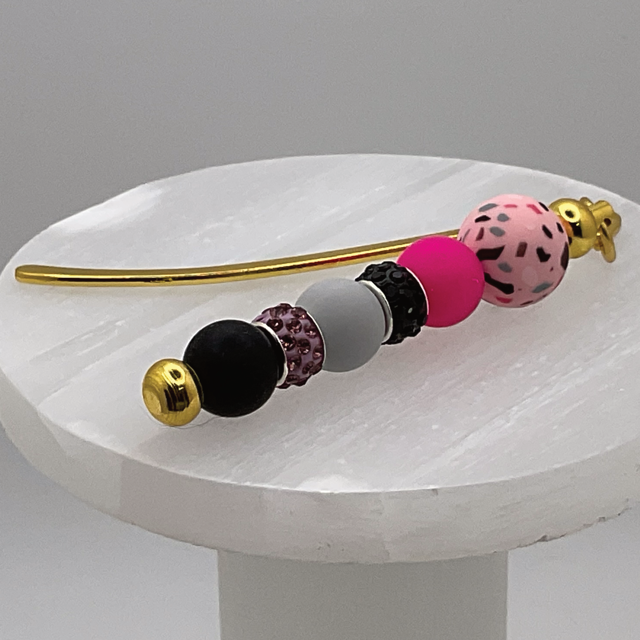 Pink Black Confetti Bookmark